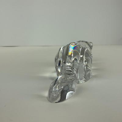 -216- UNMARKED | Clear Glass Crouching Cat Figure
