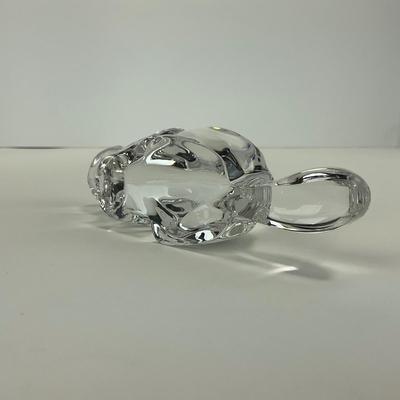 -216- UNMARKED | Clear Glass Crouching Cat Figure