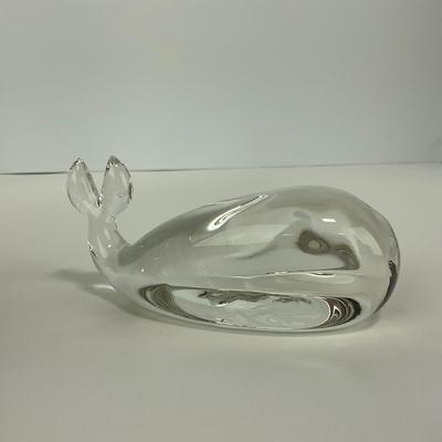 -218- PILGRIM | Clear Glass Whale paperweight Figure