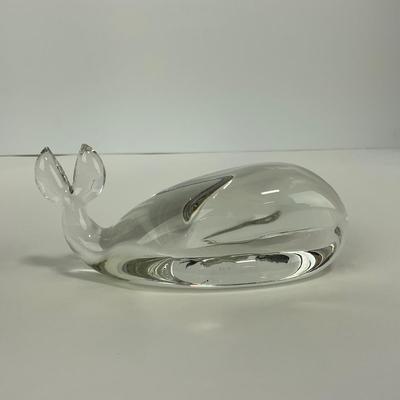 -218- PILGRIM | Clear Glass Whale paperweight Figure