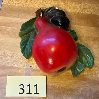 Antique Chalkware Pear String holder