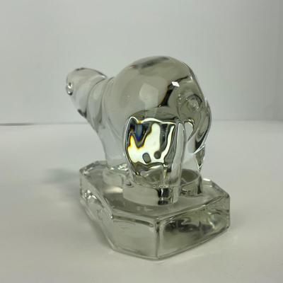 -219- NEW MARTINSVILLE | Clear Glass Polar Bear Bookend