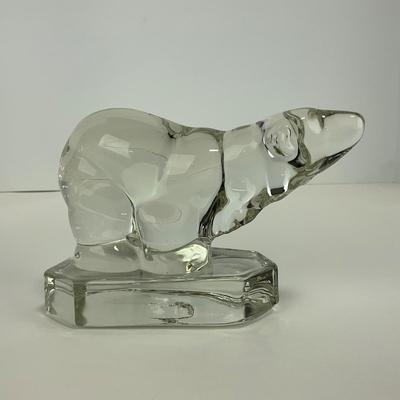 -219- NEW MARTINSVILLE | Clear Glass Polar Bear Bookend