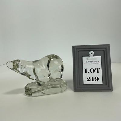 -219- NEW MARTINSVILLE | Clear Glass Polar Bear Bookend