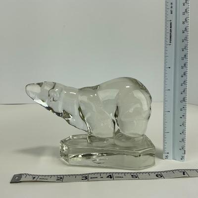 -219- NEW MARTINSVILLE | Clear Glass Polar Bear Bookend