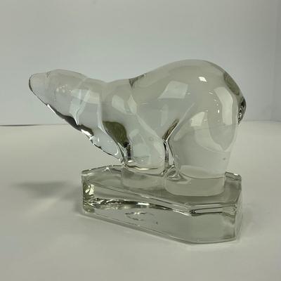 -219- NEW MARTINSVILLE | Clear Glass Polar Bear Bookend