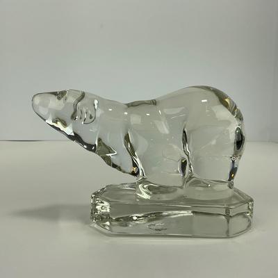 -219- NEW MARTINSVILLE | Clear Glass Polar Bear Bookend