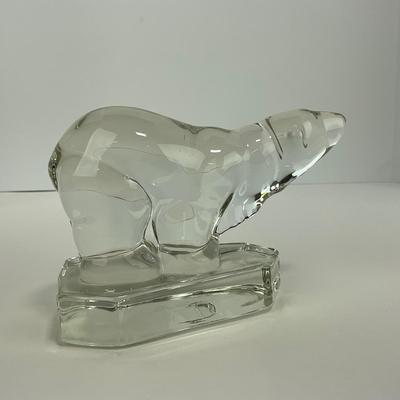 -219- NEW MARTINSVILLE | Clear Glass Polar Bear Bookend