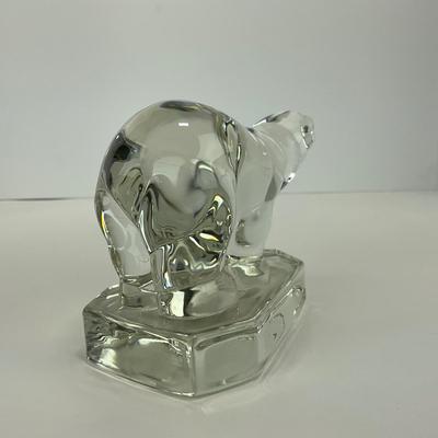 -219- NEW MARTINSVILLE | Clear Glass Polar Bear Bookend