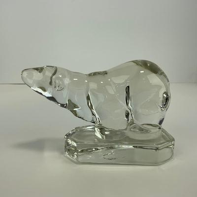 -219- NEW MARTINSVILLE | Clear Glass Polar Bear Bookend