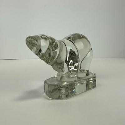 -219- NEW MARTINSVILLE | Clear Glass Polar Bear Bookend