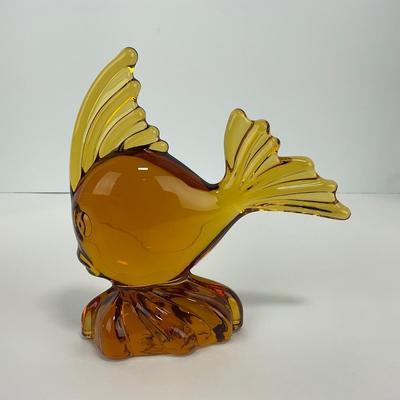 -220- VIKING | Amber Mid Century Angel Fish Figure