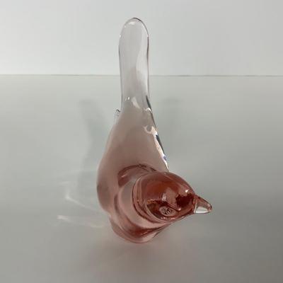 -222- FENTON | light Pink Happiness Bird Long Tail | Marked