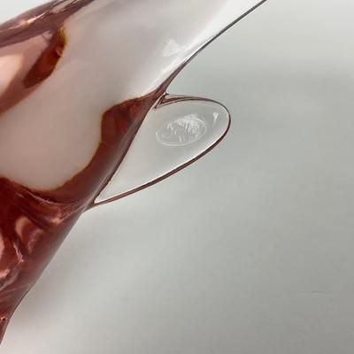 -222- FENTON | light Pink Happiness Bird Long Tail | Marked
