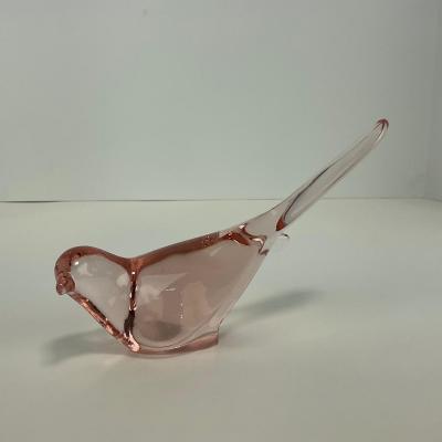 -222- FENTON | light Pink Happiness Bird Long Tail | Marked