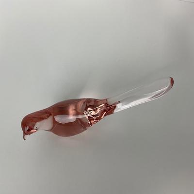 -222- FENTON | light Pink Happiness Bird Long Tail | Marked