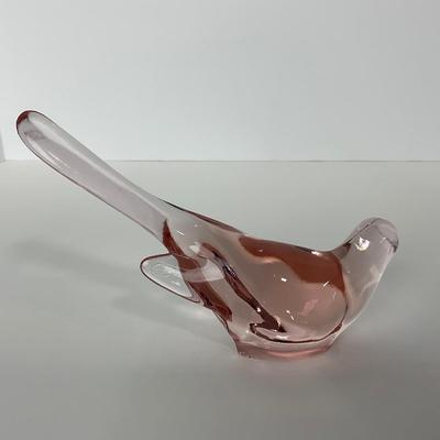 -222- FENTON | light Pink Happiness Bird Long Tail | Marked