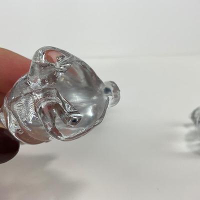 -228- VIKING | Small Clear Glass & Blue Small Rabbit Figures