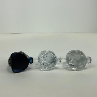 -228- VIKING | Small Clear Glass & Blue Small Rabbit Figures