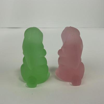 -229- VIKING | Frosted Green & Pink Small Rabbit Figures