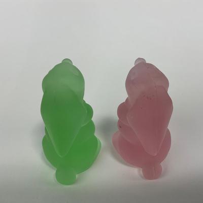 -229- VIKING | Frosted Green & Pink Small Rabbit Figures