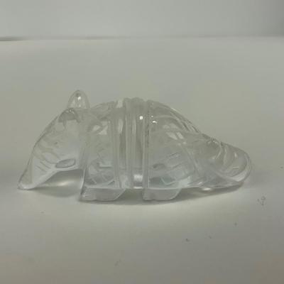 -230- COLLECTIBLE | Small Etched Clear Glass Armadillo
