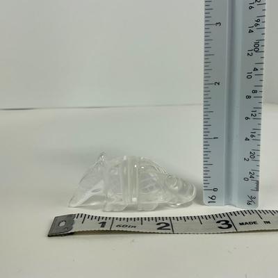 -230- COLLECTIBLE | Small Etched Clear Glass Armadillo