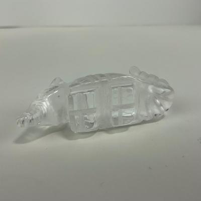 -230- COLLECTIBLE | Small Etched Clear Glass Armadillo
