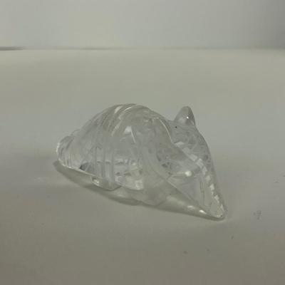 -230- COLLECTIBLE | Small Etched Clear Glass Armadillo