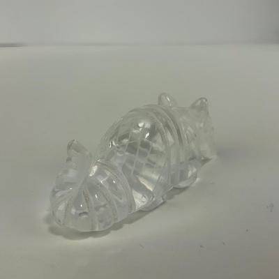 -230- COLLECTIBLE | Small Etched Clear Glass Armadillo