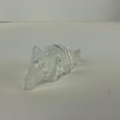 -230- COLLECTIBLE | Small Etched Clear Glass Armadillo