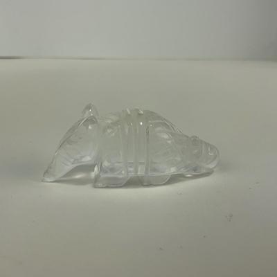 -230- COLLECTIBLE | Small Etched Clear Glass Armadillo