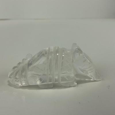 -230- COLLECTIBLE | Small Etched Clear Glass Armadillo