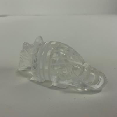 -230- COLLECTIBLE | Small Etched Clear Glass Armadillo