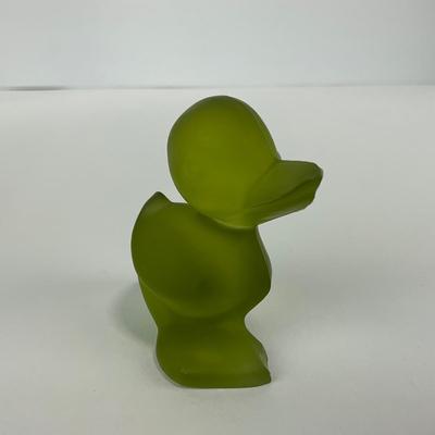 -231- FOSTORIA | Frosted Olive Green Duck Figure