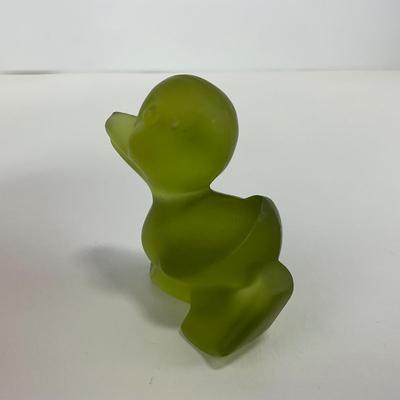 -231- FOSTORIA | Frosted Olive Green Duck Figure