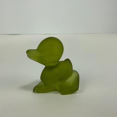 -231- FOSTORIA | Frosted Olive Green Duck Figure