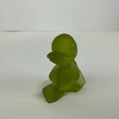 -231- FOSTORIA | Frosted Olive Green Duck Figure