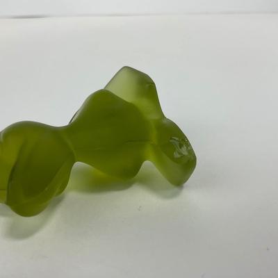 -231- FOSTORIA | Frosted Olive Green Duck Figure