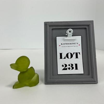 -231- FOSTORIA | Frosted Olive Green Duck Figure