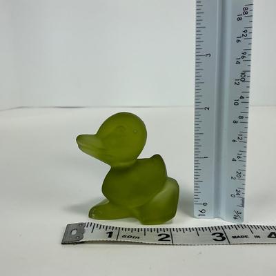-231- FOSTORIA | Frosted Olive Green Duck Figure