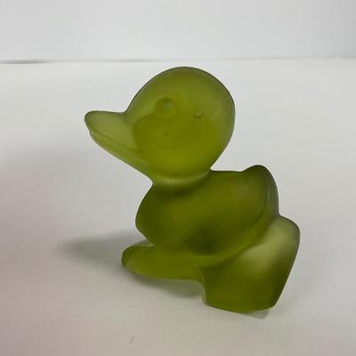-231- FOSTORIA | Frosted Olive Green Duck Figure