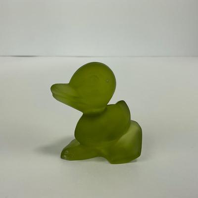 -231- FOSTORIA | Frosted Olive Green Duck Figure