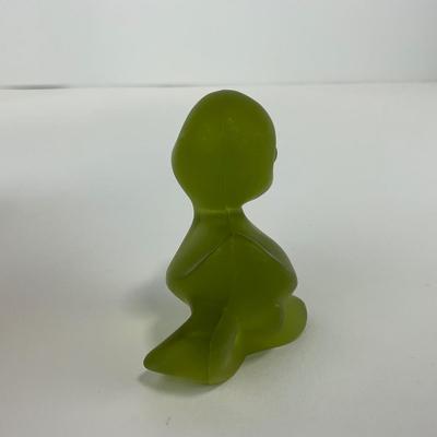 -231- FOSTORIA | Frosted Olive Green Duck Figure