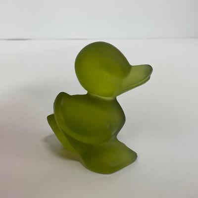 -231- FOSTORIA | Frosted Olive Green Duck Figure