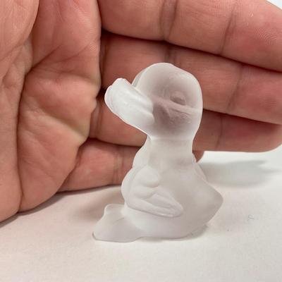 -232- FOSTORIA | Frosted Clear Glass Mini Duckling
