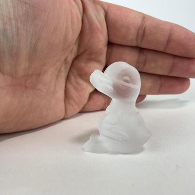 -232- FOSTORIA | Frosted Clear Glass Mini Duckling
