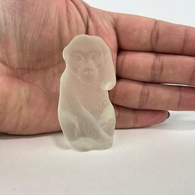 -234- COLLECTIBLE | Frosted Clear Glass Monkey Small Figure