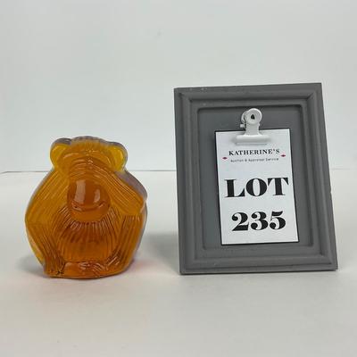 -235- VIKING | See No Evil Amber Monkey Paperweight Figure