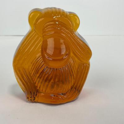 -235- VIKING | See No Evil Amber Monkey Paperweight Figure